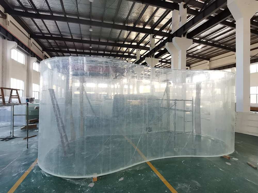 Painel acrílico transparente grande de folha acrílica curvada para aquário acrílico marinho